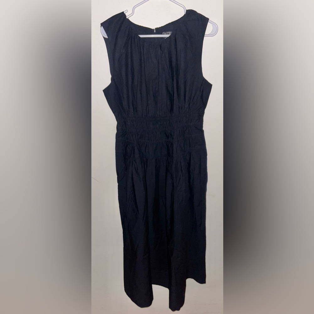 NWT J.Crew Hyacinth midi dress in cotton poplin Black Medium Smocked Preppy - Picture 5 of 13